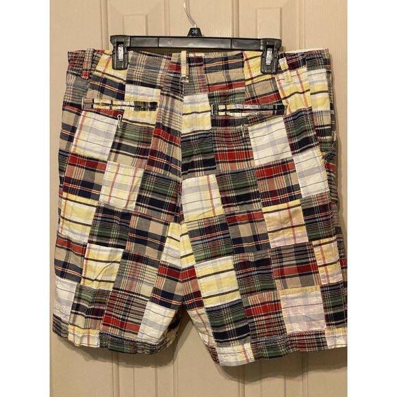 Madison Patchwork Multicolor Shorts Men's Size 36 Flat Front Summer Beach Fun - Picture 4 of 12